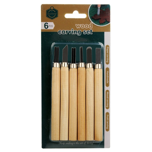 Keep smiling carving wood set 6 pcs